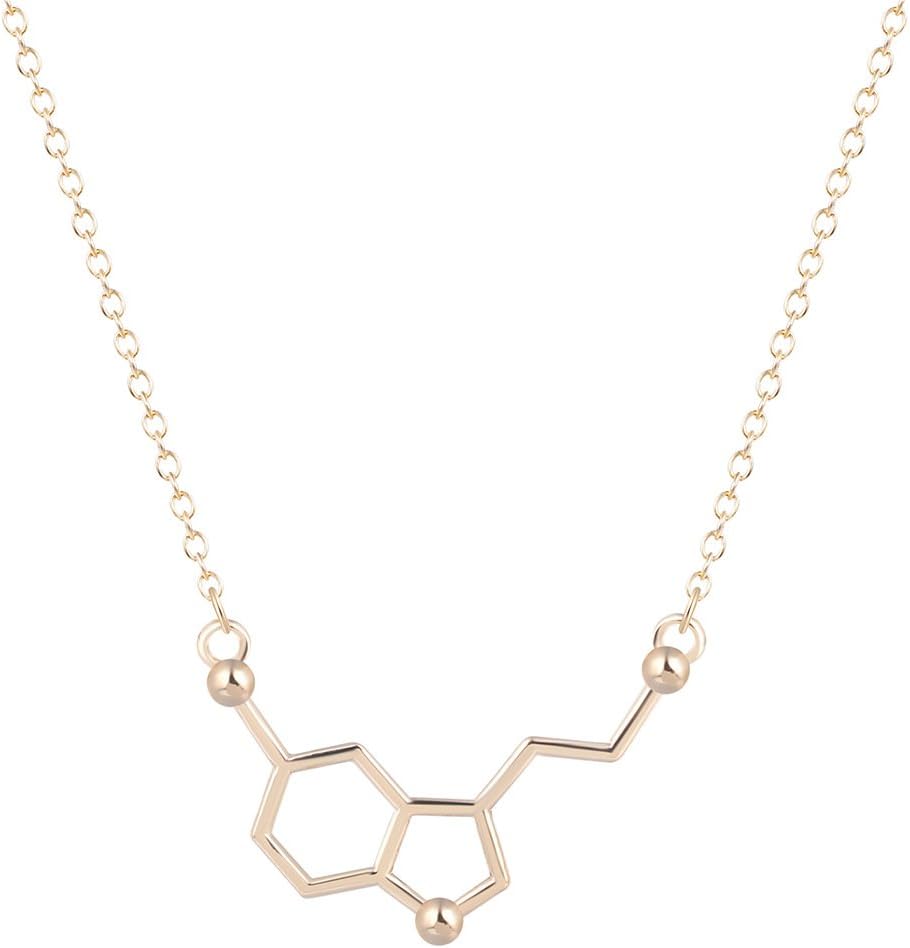 Geometric Hollow Hexagon Necklace,Dopamine Molecular Structure Necklace,Cute Honeycomb Necklace Women