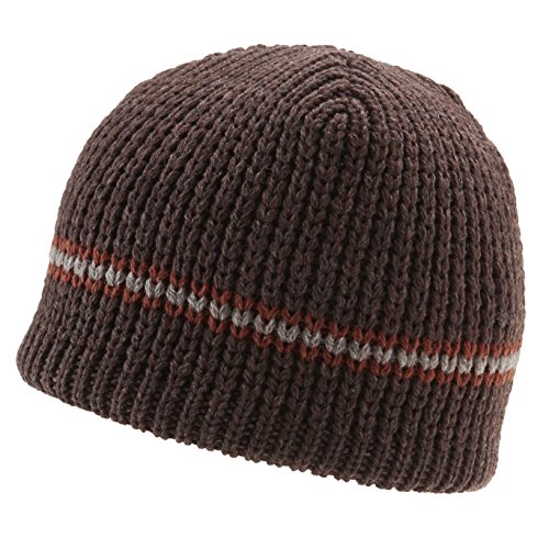 Icebox Knitting Classic Stripe Winter Hat, Medium/Large, Brown