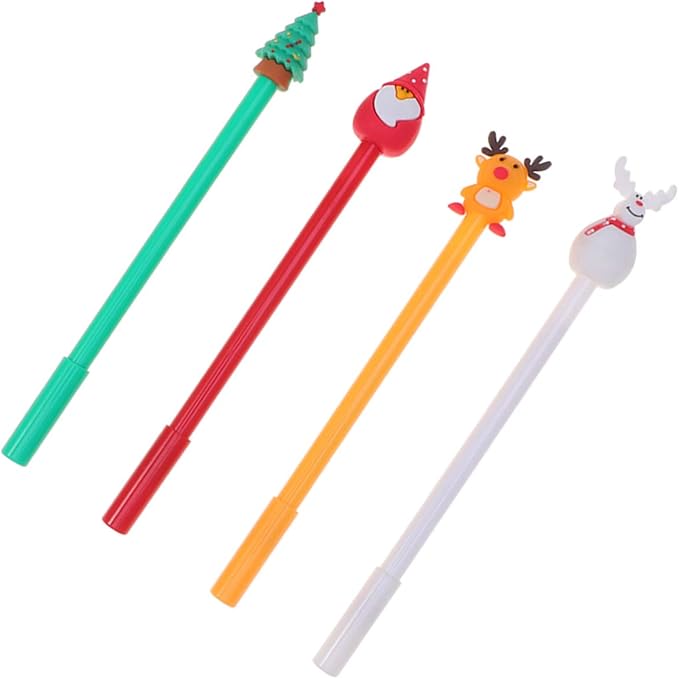 Amosfun 4 Pcs Christmas Santa Claus Pens for Xmas Present