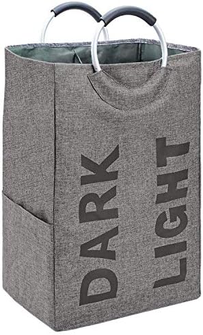 Ettersby Large Collapsible Double Laundry Hamper Laundry Basket Bag with Handle Easily Transport Foldable Laundry Basket, Grey