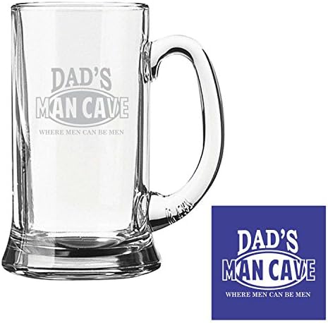 Giftsmate Fathers day gifts for Dad, Dads Man Cave Engraved Beer Mug for father - Icon Beer 580 ml