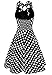 Anni Coco Women's Halter Polka Dots 1950s Vintage Swing Tea Dress - Medium - 1st - Black & White Dots