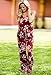 Womens Summer Comfy Floral Printed Jumpsuit Halter Sleeveless Wide Leg Lounge Long Pants Beach Strap Jumpsuits Rompers (M, Wine Red)