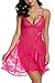 Avidlove Women Plues Lace Babydoll Strappy Lingerie Sexy Night Dress Rose Red