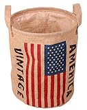 GreenForest Eco-friend Cotton Blend Linen Multi-function Storage Bucket Laundry Basket Home Decor Bathroon Car Accessories(USA,9.6 Inches by 12 Inches)