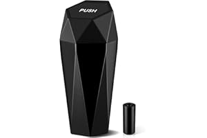 JUSTTOP Car Trash Can with Lid, Diamond Design Small Automatic Portable Trash Can, Easy to Clean, Used in Car Home Office (Black)