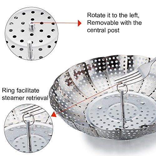 image for P&P CHEF TWO-PACK Vegetable Steamer Basket, Stainless Steel Steamer Ba