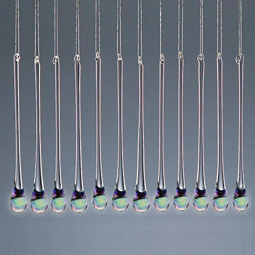 Set of 12 Glass Water Drop Christmas Tree Decorations (Also Great For Weddings) by Christmas Decorations