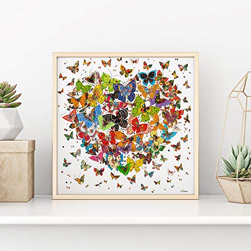 PICKYANDCO Butterfly and Love DIY 5D Diamond Painting by Number Kits Crystal Rhinestone 12x12inch, Full Drill 5D Diamond Painting Kits for Adults with Diamond Painting Tools Home Wall Art