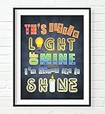 This Little Light of Mine I'm Gonna Let it Shine Matthew 5:16 Vintage verse scripture ART PRINT, UNFRAMED Christian Children nursery wall decor poster, 8x10 inches