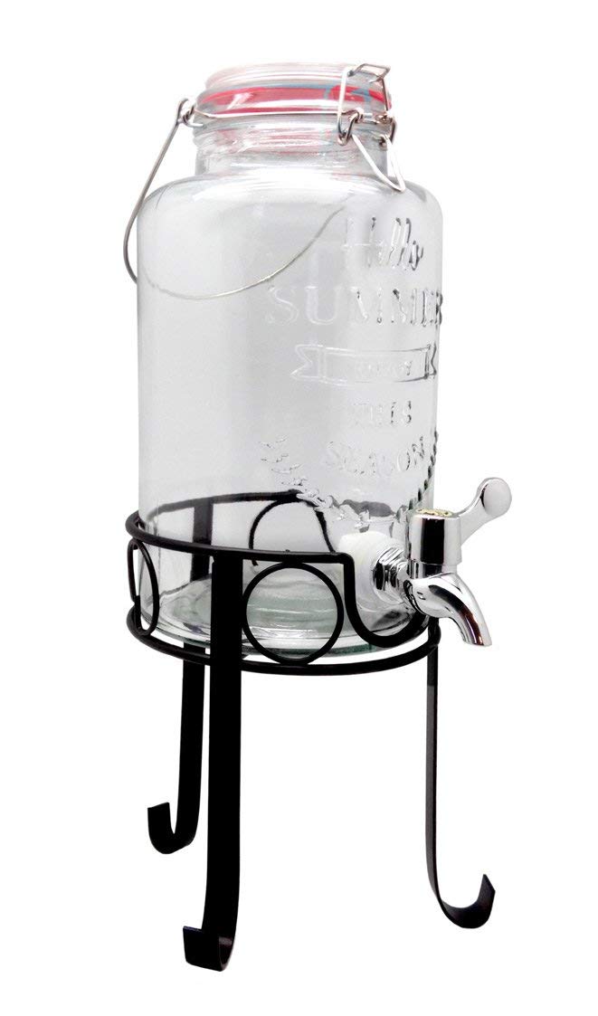 Nerthus FIH 285 Glass dispenser with metalic stand & hermetic close, for juices or any other drink