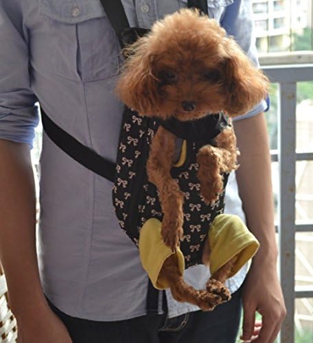Greenery Fashion Bowknot Pattern Breathable Comfy Cotton Pet Puppy Dog Cat Small Animals Outdoor Travel Carrier Backpack Front Chest Bag Shoulder Handbag Holder