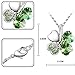 White Gold Plated Swarovski Crystal Heart Shaped Four Leaf Clover Pendant Necklace - Green