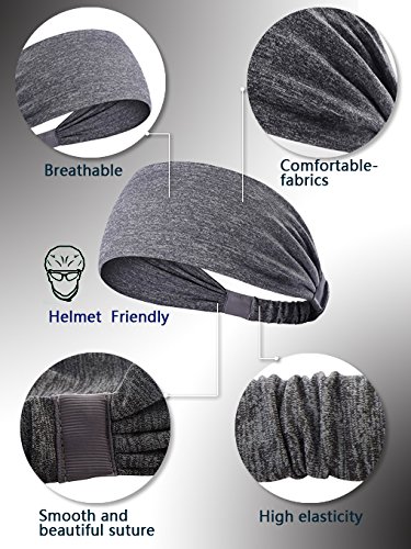image for COODOO 4PCS Non-Slip Stretch Elastic Wide Headbands, Thin & Breathable