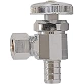 Eastman 1/2 inch Crimp PEX x 3/8 inch OD Compression Multi-Turn Angle Stop Valve, Brass Plumbing Fitting, Chrome, 04341LF