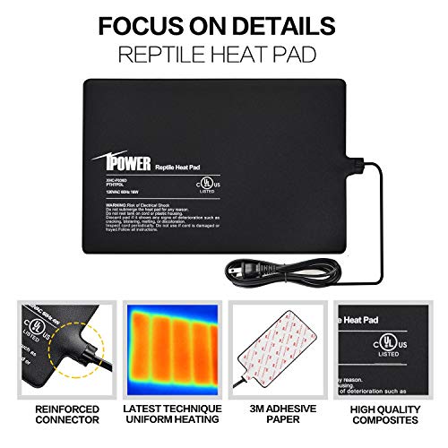 iPower 2Pack 8 X 12 Inch Reptile Heating Pad Terrarium Heater 16W