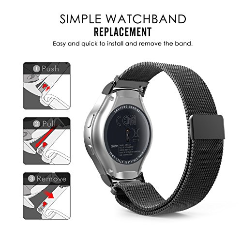 MoKo Gear S2 Watch Band, Milanese Loop Stainless Steel Mesh