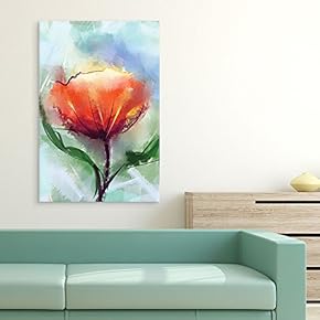 Canvas Wall Art - Watercolor Style Abstract Red Flower - Giclee Print Gallery Wrap Modern Home Art Ready to Hang - 12x18 inches