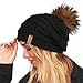 FURTALK Winter Cute Fur Pom Beanie Hat Warm Oversized Chunky Cable Knit Slouch Beanie Hats for Women