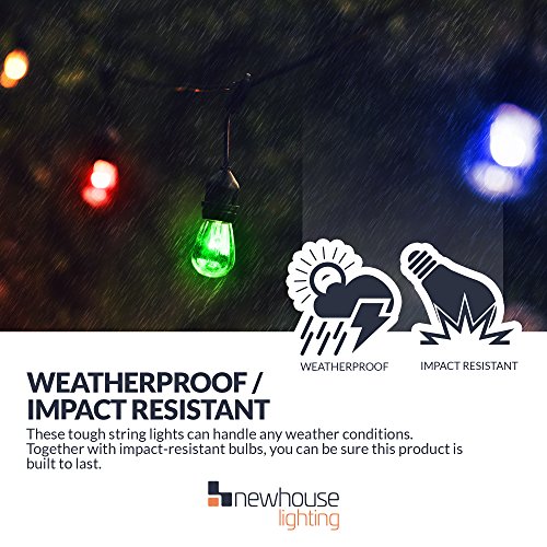 Newhouse Lighting RGBWSTRING10 Outdoor LED Color Changing RGB String Lights with Warm and Cool White Light with Weatherproof Technology, Heavy Duty 18-Foot Cord with 10 Hanging Sockets and Remote