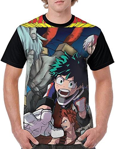 XingYeZhenZhi Men's My Hero Academia 3D Printed Short Sleeve Funny Tee Shirt