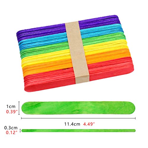200 PCS Colorful Craft Sticks Natural Wooden 4-1/2" Length Treat Sticks Great for DIY Craft Creative Designs