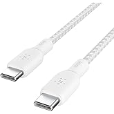 Belkin USB-C to USB-C Cable, BoostCharge Braided Power Cable (3M/10ft), Fast Charging Cable w/ 100W Power Delivery, USB-IF Ce