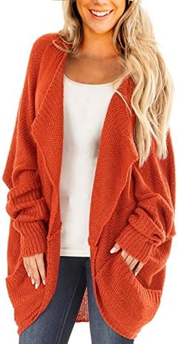 Youth Vitality Women Loose Open Front Knit Sweater Cardigan With Dolman Sleeves And Big Pockets S