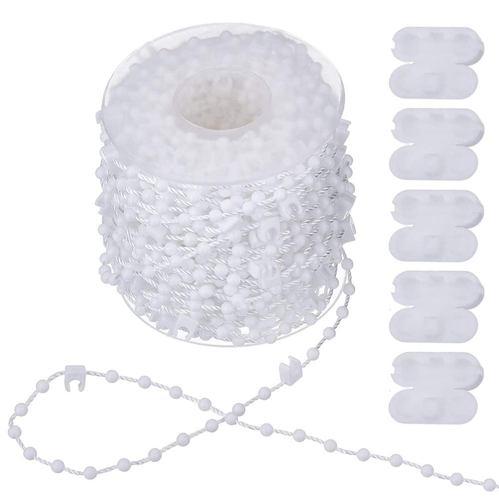 20 Meter Vertical Blind Chain, XCOZU Blind Chain Vertical Blinds Accessories and 5 Pieces Blind Cord Connector Roller Blind Chain Connectors, Vertical Blind Bottom Chain for 3.5 Inch/89 mm Slats
