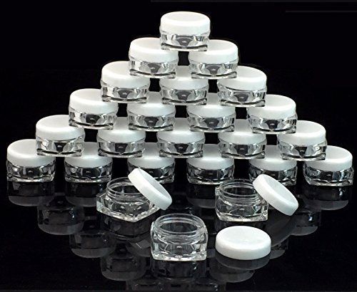 (96 Pieces) Beauticom 5G/5ML High Quality Clear Square Jars with White Lids for Small Jewelry, Holding/Mixing Paints, Art Accessories and Other Craft Supplies - BPA Free