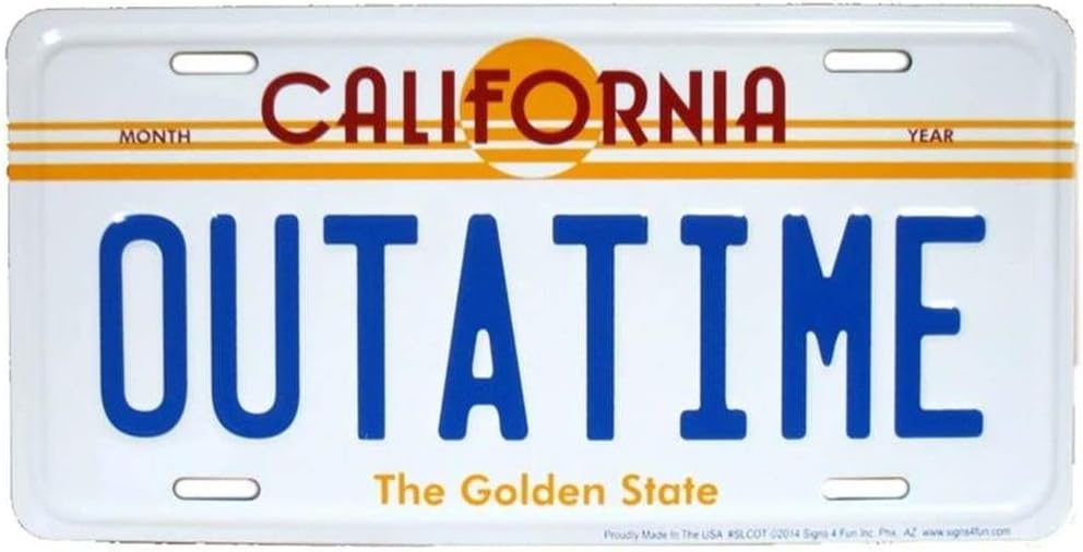 Signs 4 Fun Back to The Future Outatime Delorean Metal Embossed License Plate