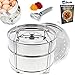 Kitchen Deluxe Stackable Steamer Insert Pans - With Sling - For Instant Pot Accessories 6 Qt & 8 Quart - Stainless Steel - Includes Peeler + eBook + Interchangeable Lid - Fits Instapot Pressure Cooker primary