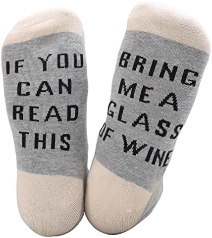 Unisex Cotton Ankle Crew Socks "If You Can Read This Bring Me A Glass of Wine" Funny Beer Socks Christmas Gift