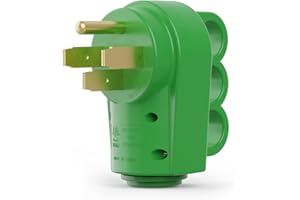 RVGUARD 50 Amp RV Replacement Plug, NEMA 14-50P, 50 Amp 125/250 Volt Replacement Plug with Disconnect Handle, Green