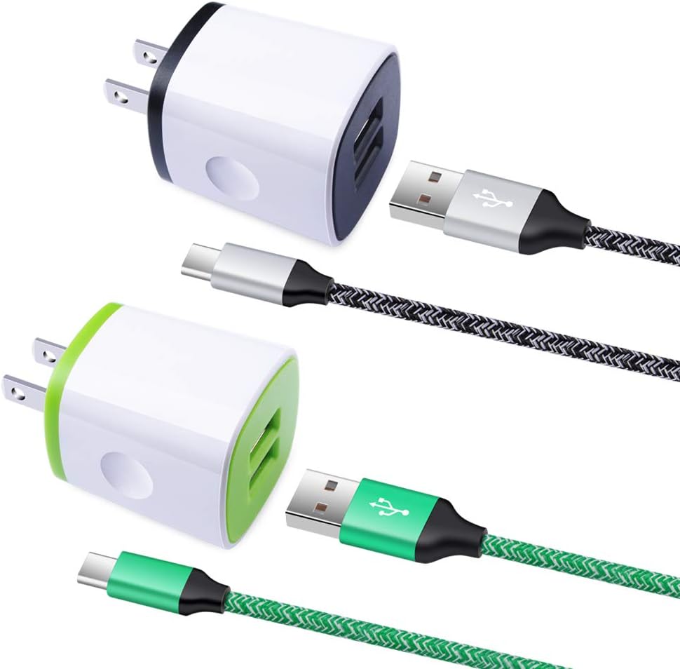 Type C Charging Block, USB C Phone Charger 6 ft, Dual USB Travel Wall Charger Box Cube with C Charging Cord 4Pack Compatible with Samsung Galaxy S20 S10 S9 S8 Plus Note 9 8,Google Pixel 4 4XL 3a