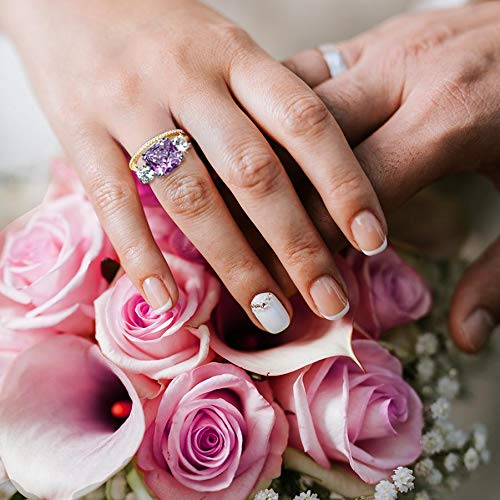 Samie Collection 3 Stone Royal Engagement Ring Like Princess Megan Markle Yellow Gold Plated