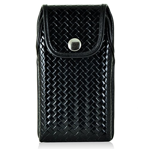 Law Enforcement Rugged Police Basketweave Genuine Leather Vertical Duty