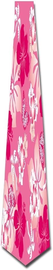 WuLion Abstract Hibiscus Pattern Dreamlike Fantasy Composition With Butterflies Decorative Men's Classic Silk Wide Tie Necktie (8 CM)