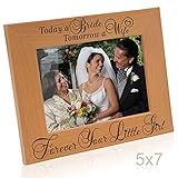 Kate Posh - Today a Bride, Tomorrow a Wife, Forever Your Little Girl Picture Frame - Engraved Natural Wood Photo Frame - Mother of the Bride Gifts, Father of the Bride Gifts (5x7-Horizontal)