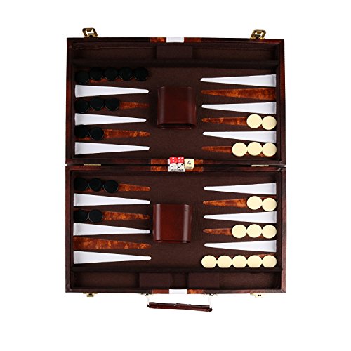 15'' Backgammon Set with Travel Leatherette Carrying Case for Kids and Adults by KAILE - Thumbnail 4
