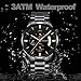 KASHIDUN Men's Watches Luxury Sports Casual Quartz Wristwatches Waterproof Chronograph Calendar Date Stainless Steel Band Black Color (A Black Rose)