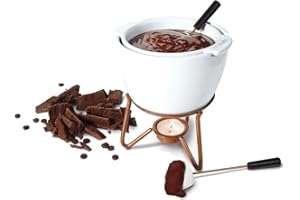 Boska Choco Marie Fondue - Fondue Pot Set Microwave and Dishwasher Safe Ceramic Hot Pot Chocolate Fountain Snack - Wedding Registry Items Small Kitchen Appliances