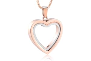 zeqingjw Glass Cremation Jewelry Necklace for Ashes Heart Memorial Lockets for Ashes Stainless Steel Keepsake Urn Ashes Pendants