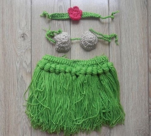 Pinbo Baby Girls Boys Knitted Crochet Headband Bra Hula Skirt Photography Prop