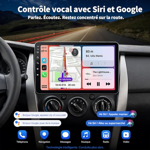 ESSGOO Car Radio 1 DIN Android 15 4+64 GB HD 10.1 Inch Touch Screen Manually Adjustable Wireless CarPlay & Android Auto GPS WiFi Bluetooth FM Global