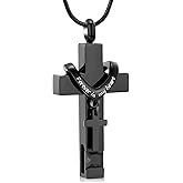 MFRZBVO Cross Cremation Jewelry Urn Necklace for Human Ashes for Women Men Memorial Ashes Keepsake Birthstone Pendant