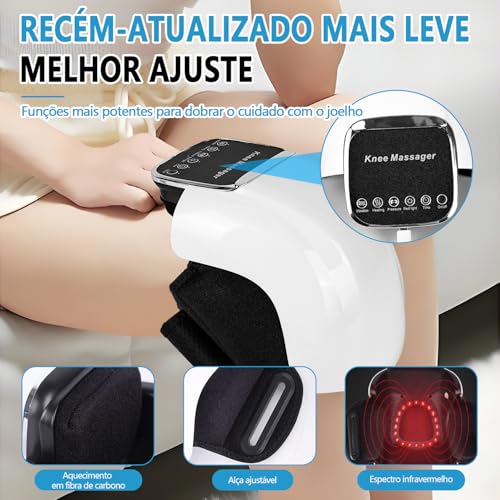 Articure Joelho, Envoltório com 3 Padrões de Calor Ajustáveis, Intensidade, Massageador Eletrico, Joelho Sem Fio, Massageador de Pé，Vibração Elétrica, Joelheira