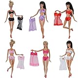 E-TING 6 Set Fashion Sexy Pajamas Underwear Lingerie Bra Lace Dress Clothes For Barbie Dolls