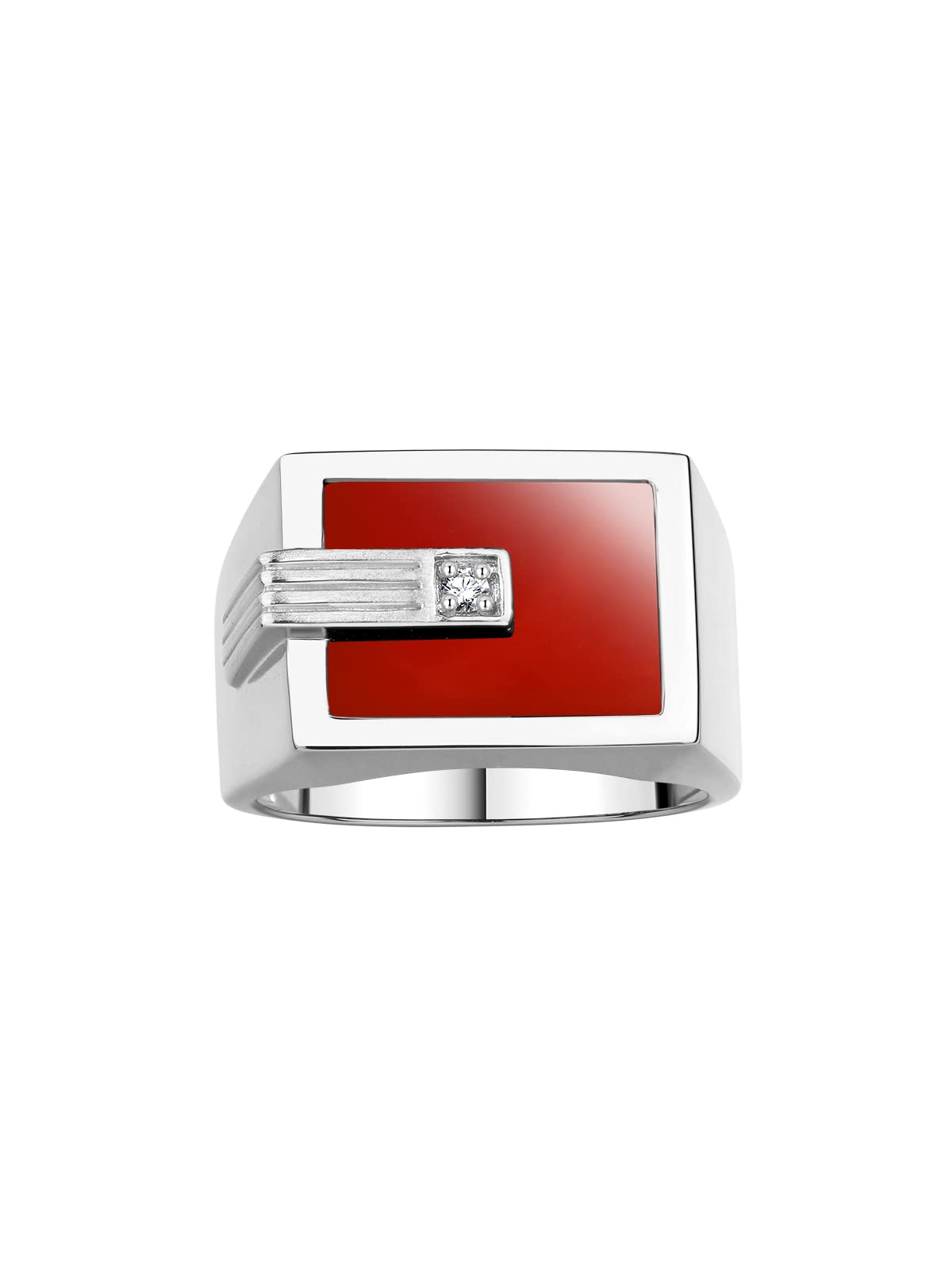 Rylos Designer Ring With Centered Diamond in Red