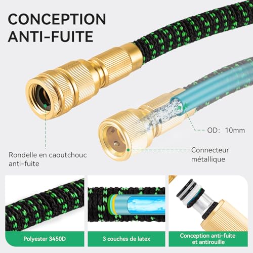 Yofidra Expandable Garden Hose – 15 m/50 ft Flexible Garden Hose with 10 Spray Models, Metal Connectors 1/2 Inch and 3/4 Inch Garden Hose for Garden, Watering, Cleaning